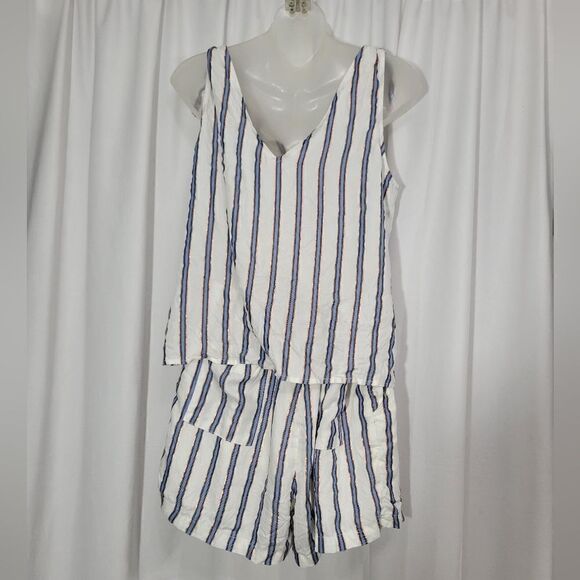 Copper key 2 piece shorts And Blouse Set Striped Sz Large NWT - Picture 4 of 11